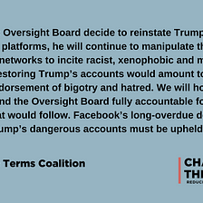 Change the Terms Urges Facebook’s Oversight Board to Take into Account Trump’s Full History of…