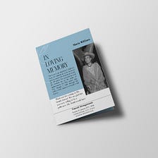 BLUE CLASSY MAGAZINE STYLE HALF PAGE FUNERAL PROGRAM TEMPLATE