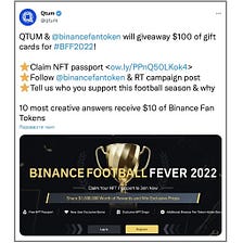 Qtum is sponsoring the quarter finals with Binance Football Fever 2022 Challenge