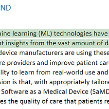 Artificial Intelligence and Machine Learning in Software as a Medical Device