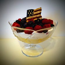 A red, white, and blue 4th of July dessert.