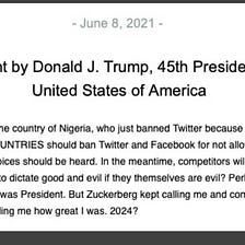 Why I Support Nigeria Banning Twitter