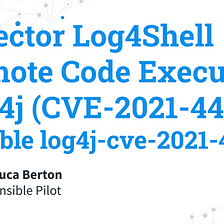 Vulnerability Scanner/Detector Log4Shell Remote Code Execution Log4j (CVE-2021–44228) — Ansible…