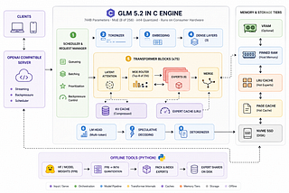 Building GLM 5.2 744B Model in C to Run on 25GB RAM