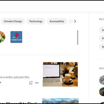 A screenshot of the “Following” tab on Medium’s homepage.