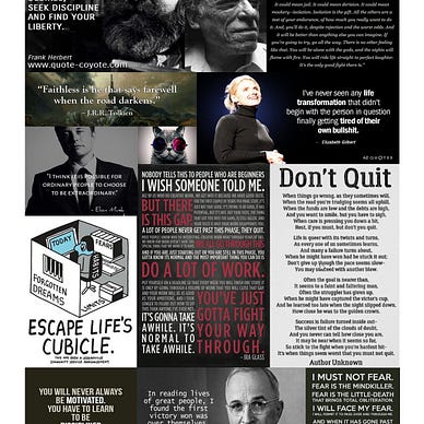 A collage with different pieces added focusing on the discipline of a person and why discipline is the importance to achieving anything great.