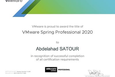 VMware Spring professional Certification 2020