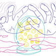 Illustration of two hands over a crystal ball with emoticons inside.