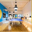 Startup office with a ping-pong table