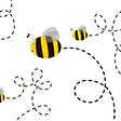 Cartoon of bees on paths