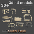 30 lot of table sets 3d stl models for cnc router aspire artcam 3d printer -Download