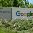 pic shows the sign that identifies the Google Headquarters