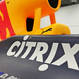 Citrix logo on a the side of a Red Bull Formula Car. Citrix have been sponsoring Red Bell for many years now