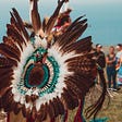 Colorful Native American feathered headress
