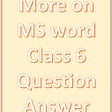 More On MS Word Class 6 Question Answer