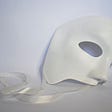 while stage face mask with ribbon