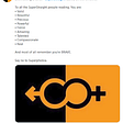 “Superstraight” logo uniting the Mars male symbol and Venus female symbol on their sides into an infinity sign, in a post decrying “Superphobia.”