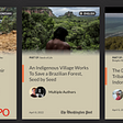 Three articles displayed on the Rainforest Journalism Fund website. From left to right these stories were originally featured in TEMPO, The Washington Post, and Rumah Sriksetra.