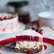 A delicious piece of cherry cheesecake