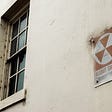 Sign marking the location of a nuclear fallout shelter