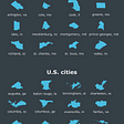 An infographic of 31 city and county district shapes