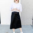 How To Style A Faux Leather Midi Skirt | Poor Little It Girl