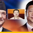 Nepali PM Oli, journalist Balaram Baniya, Chinese President Xi Jinping (Photo credits: deaddeath)