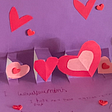 Homemade pop up Valentine’s Day card. Stephanie Stephenson. Memoir.