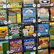 Display case of lottery scratch-off games