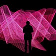 silhouette in front of laser grid