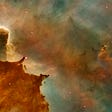A photograph of an interstellar nebula taken by NASA.