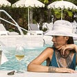 Entrepreneur sitting in pool at Abano Grand Hotel in Abano Terme, Italy