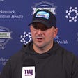 Giants head coach Joe Judge at a press conference.