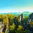 Bridge, forest and rock formations in Saxon Switzerland