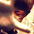 “Defiance,” original digital illustration of boy holding up hand in defiance.