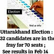 Uttarakhand Election : 632 candidates are in the fray for 70 seats ; See results in Feb 14