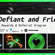The Defiant banner with neon green boarder, neon green coin NFT displaying