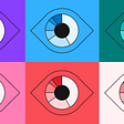 An illustration showing a grid of 6 images of the same eye in colors from the categorical palette.