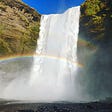 Skogafoss Waterfall and Double Rainbow, Iceland