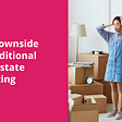 ebric, disadvantage of traditional real estate investment, downside, cons of property investment, girl, female, woman, asian panic in a house with boxes, moving out