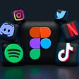 Social media icons on black background