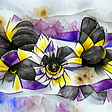 Watercolor art of flowers with the non-binary pride flag colors