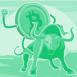 Bitcoin riding a bull