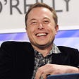 Elon Musk, smiling. Pete Ross.