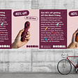 A mockup of an advertisement, showing hands holding brightly coloured sex toys and copy related to a 40% off sale for Black Friday.