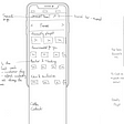 Hand drawn wireframes of a casino user interface