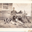 Old photo of E. Colfax Johnson and his dogs Foxy, Dave, Madge and Jumbo