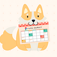 Dog holding a calendar for the Figma Journey plan.