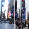 Times Square in 2020 vs. 2021.