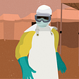 An illustration of a worker in full protective clothing — Ebola